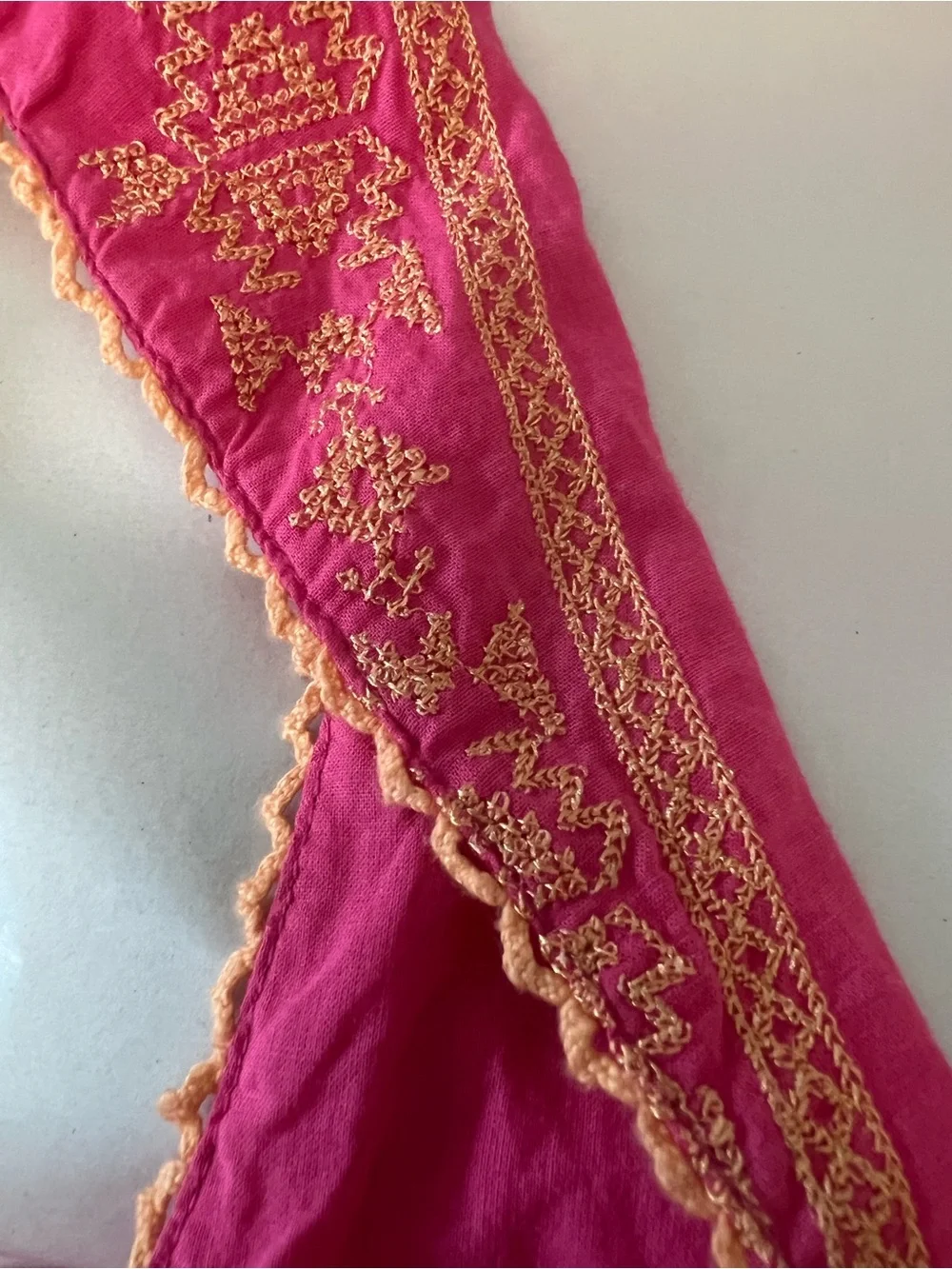 Free People Pink Halter Tank Top with Gold Embroidery